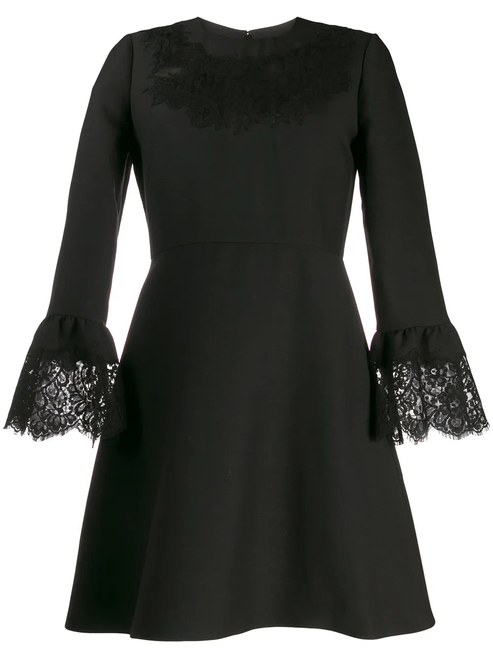 Valentino Garavani Lace Insert Short Dress — Black/ Red — Size S — Front View