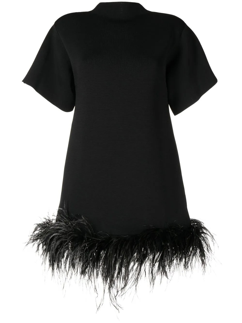 Rachel Gilbert Rita Feather Trim Mini Dress — Black — Size XS — Front View