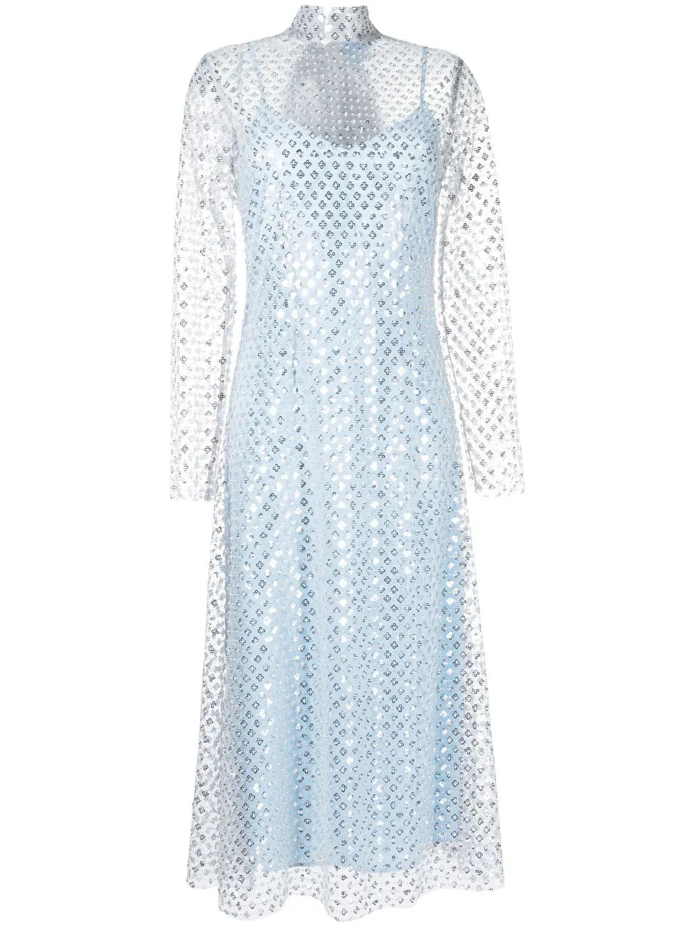 Macgraw Perception Sequin Embellished Long Dress — Blue — Size XS — Front View