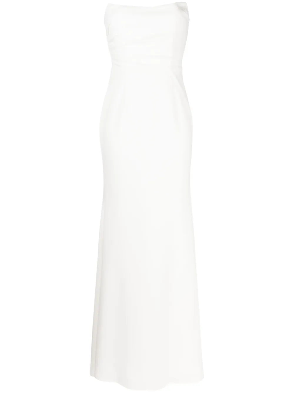 Rachel Gilbert Arlo Strapless Flared Gown — White/ Red/ Ivory — Size XS — Front View