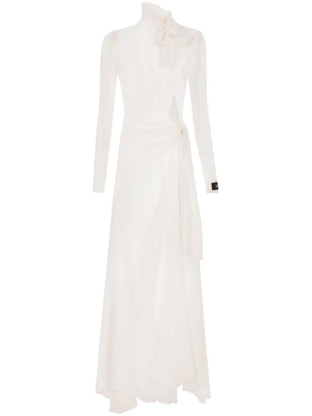 Dolce Gabbana Sheer Silk Maxi Dress — White/ Red — Size XXL — Front View