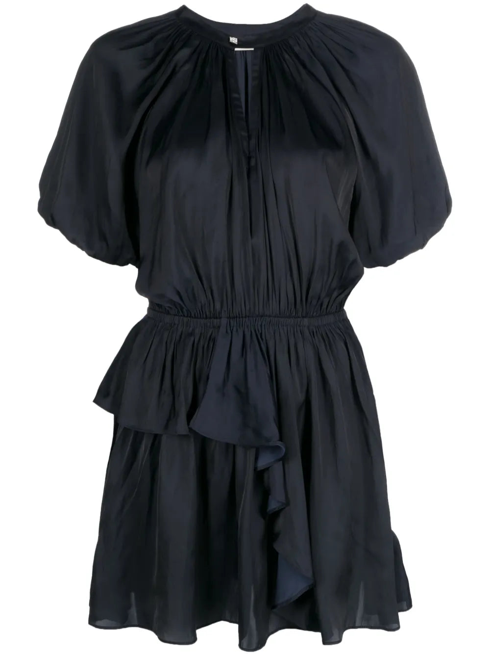 Zadigvoltaire Romina Puff Sleeve Ruched Mini Dress — Blue/ Red — Size XS — Front View