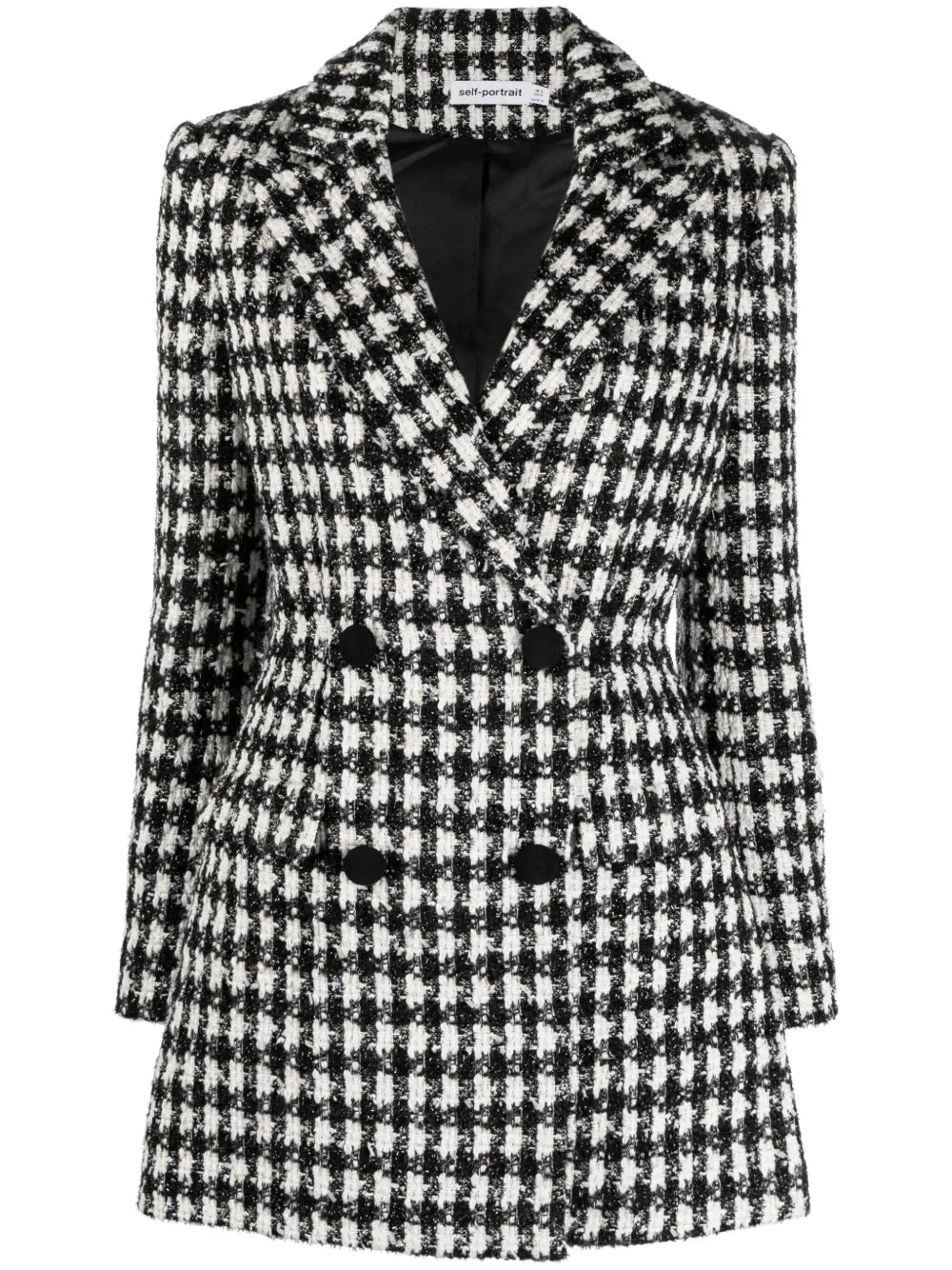 Self Portrait Houndstooth Blazer Dress — Black/ White — Size XS — Front View
