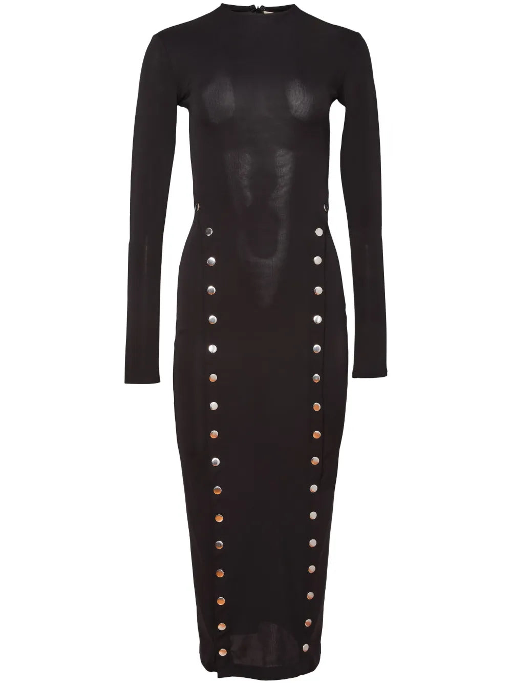 Fleur Du Mal Undo Me Midi Dress — Black/ Silver — Size S — Front View