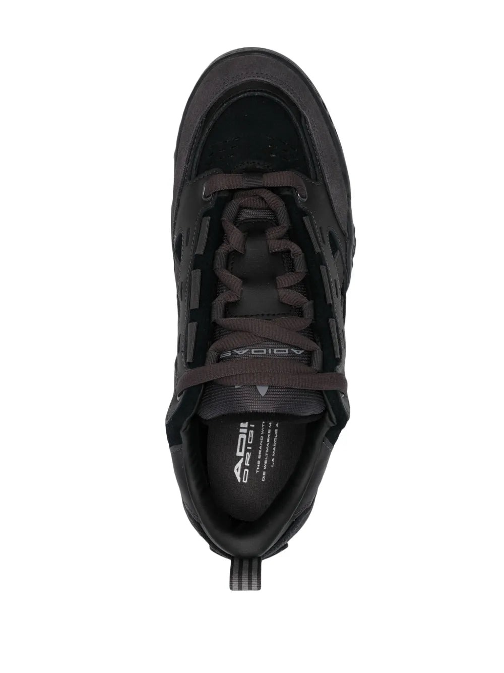 adidas Adi2000 Panelled Suede Sneakers — Jet Black/Cedar Brown — Size US M 3.5 - US W 5 — Top View