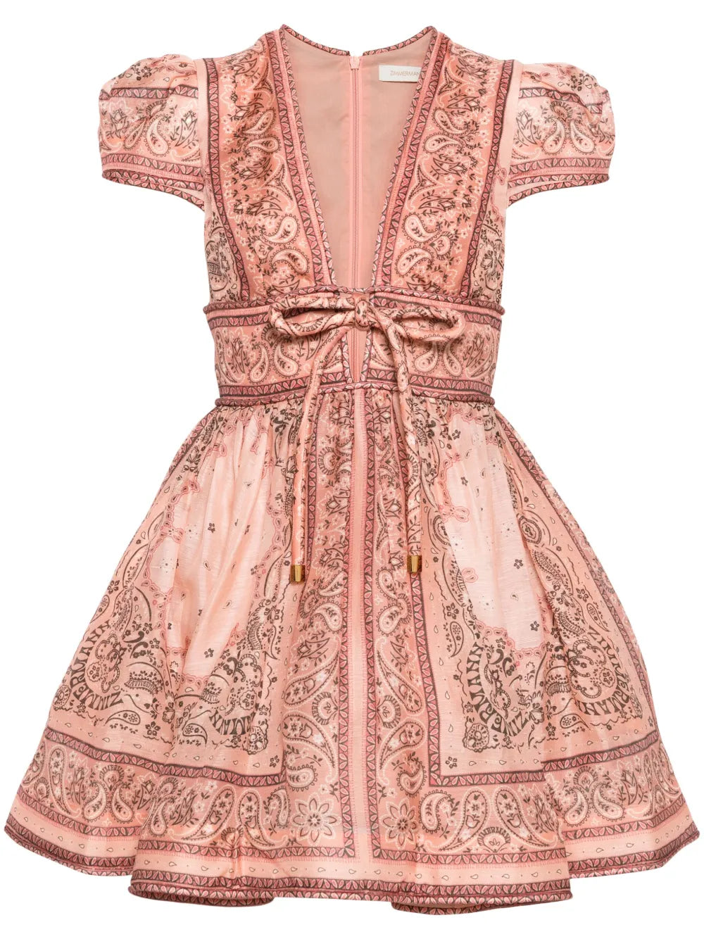 Zimmermann Matchmaker Bandana Print Minidress — Black/ Red/ Pink — Size XS — Front View