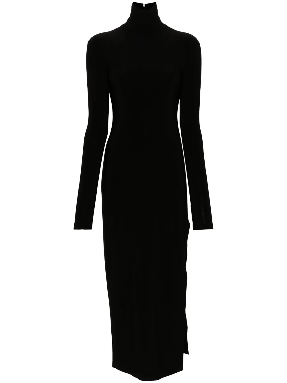 Norma Kamali Side Slit Stretch Jersey Maxi Dress — Black — Size XS — Front View
