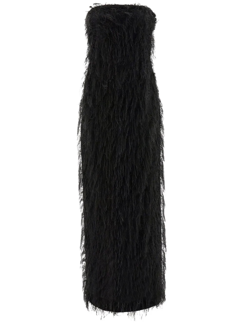 Ferragamo Fringes Maxi Dress — Black — Size XS — Front View