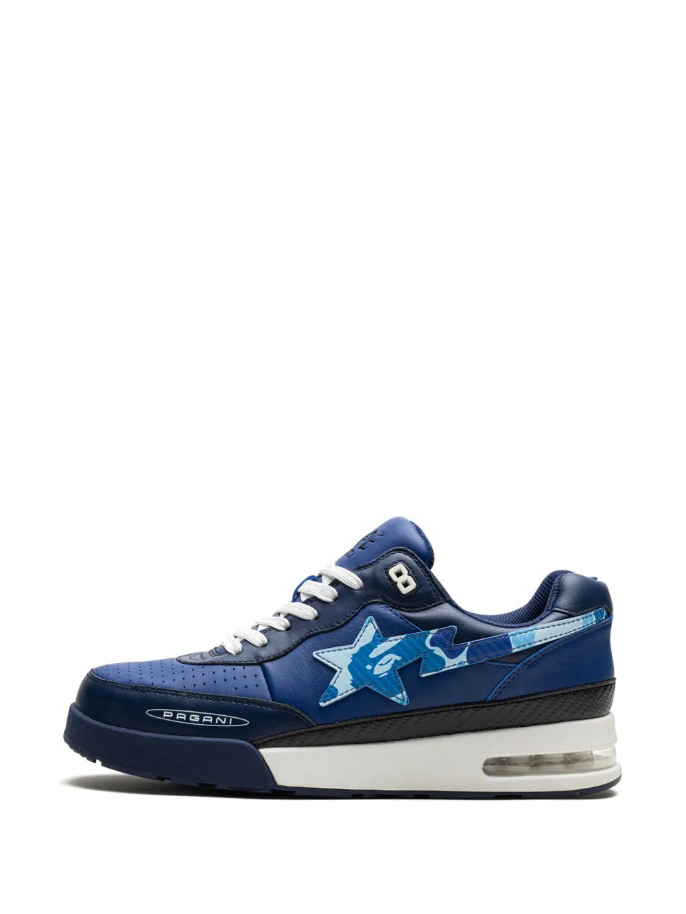 A Bathing Ape?X Pagani Roadsta Navy Abc Camo Sneakers — Navy Blue — Size US M 11 - US W 12.5 — Detail View