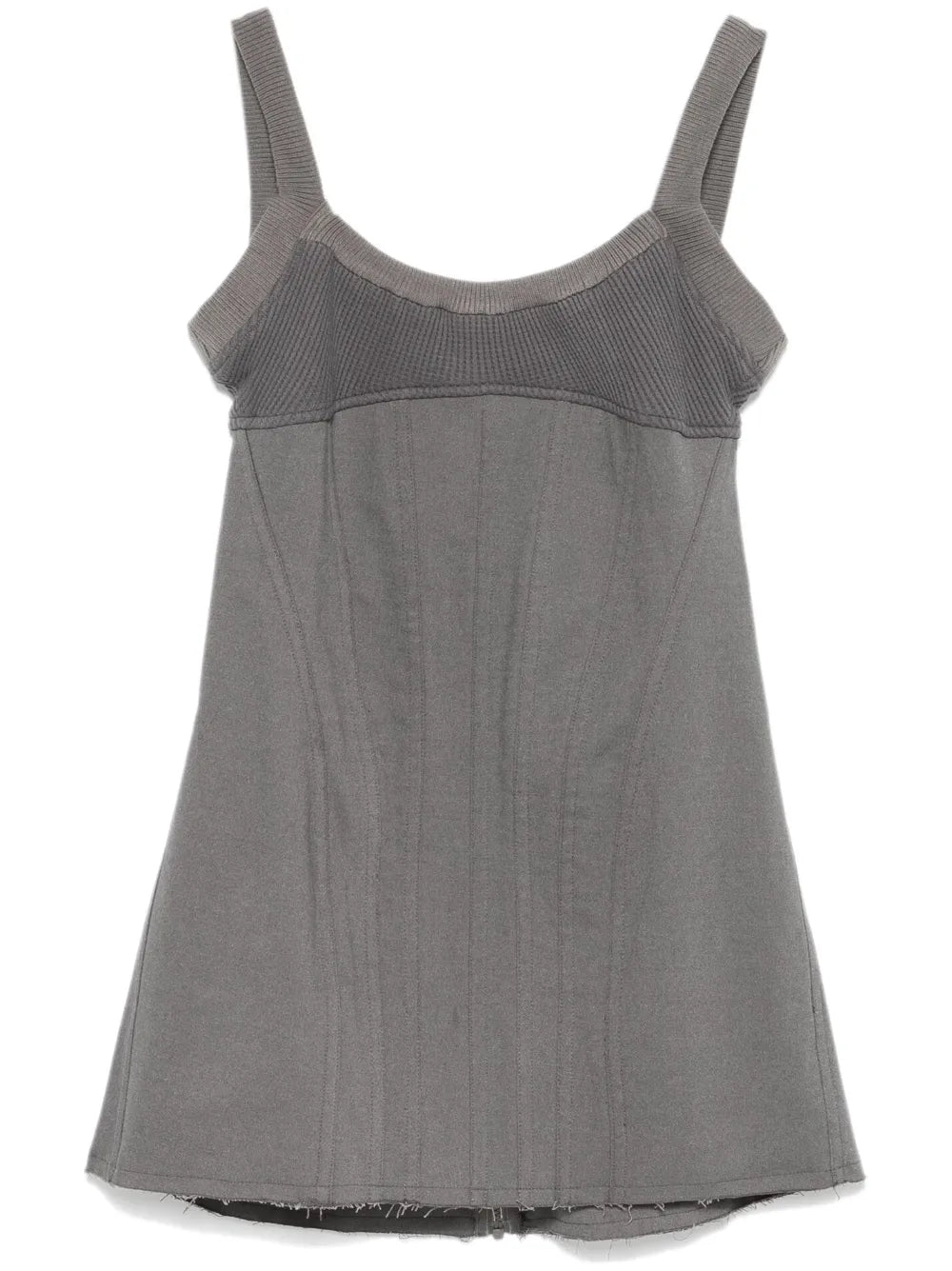 Elena Velez Waffle Knit Corset Mini Dress — Grey — Size XS — Front View
