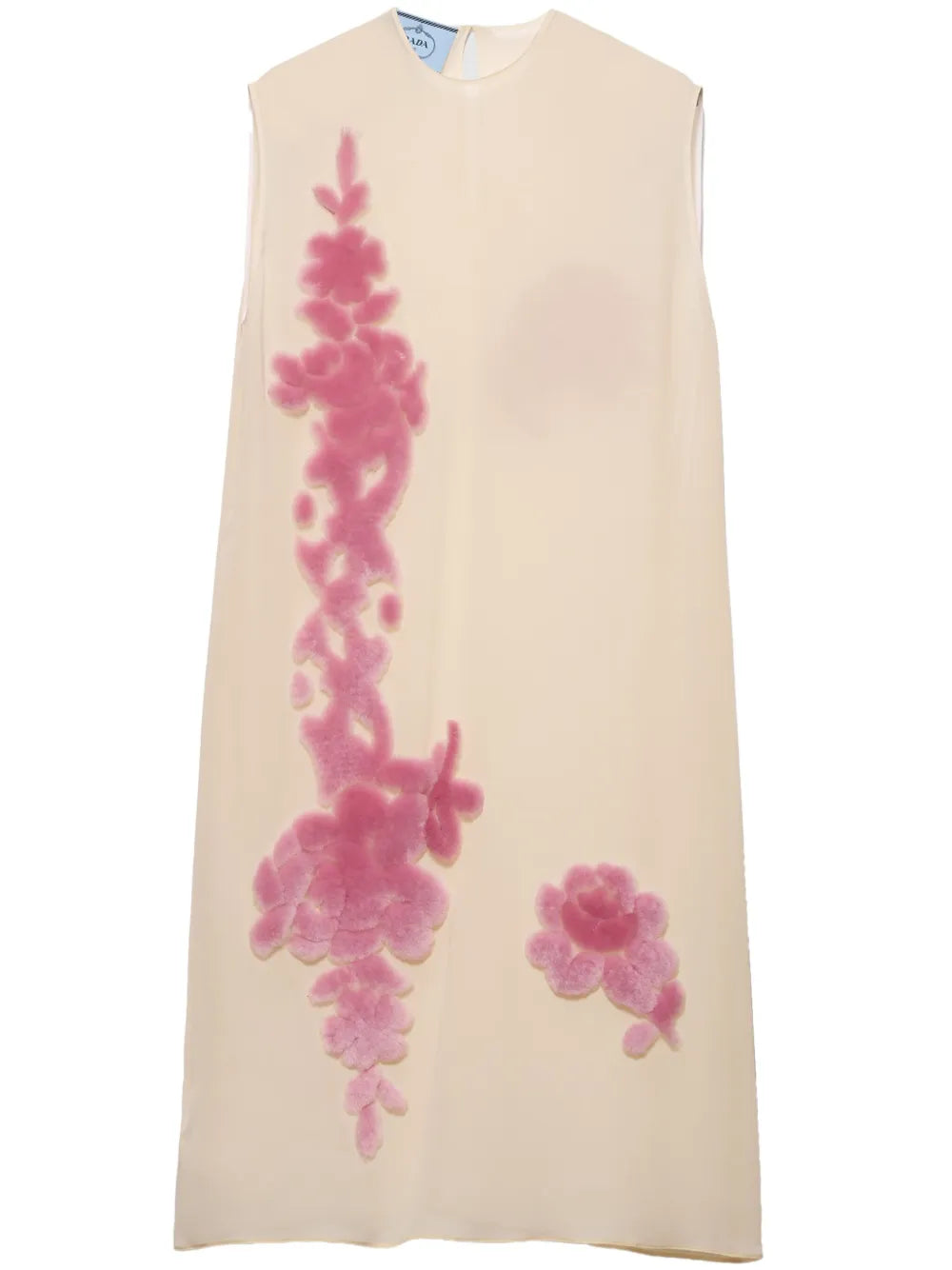 Prada Georgette Midi Dress — Beige/ Pink — Size XS — Front View