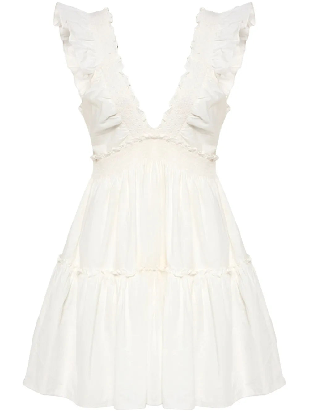 Loveshackfancy Poplar Mini Dress — White/ Red — Size XS — Front View