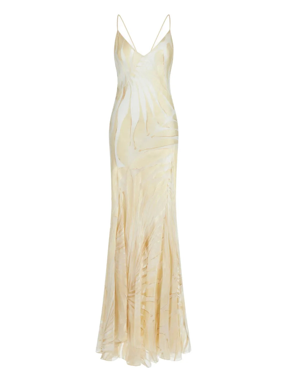 Roberto Cavalli Satin Maxi Dress — White/ Ivory — Size XS — Front View