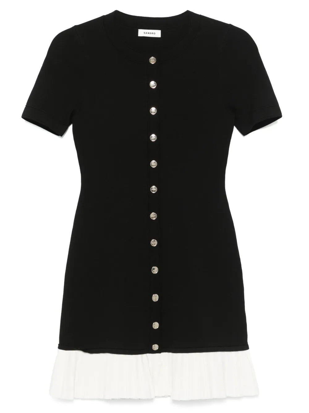 Sandro Pleated Mini Dress — Black — Size XS — Front View