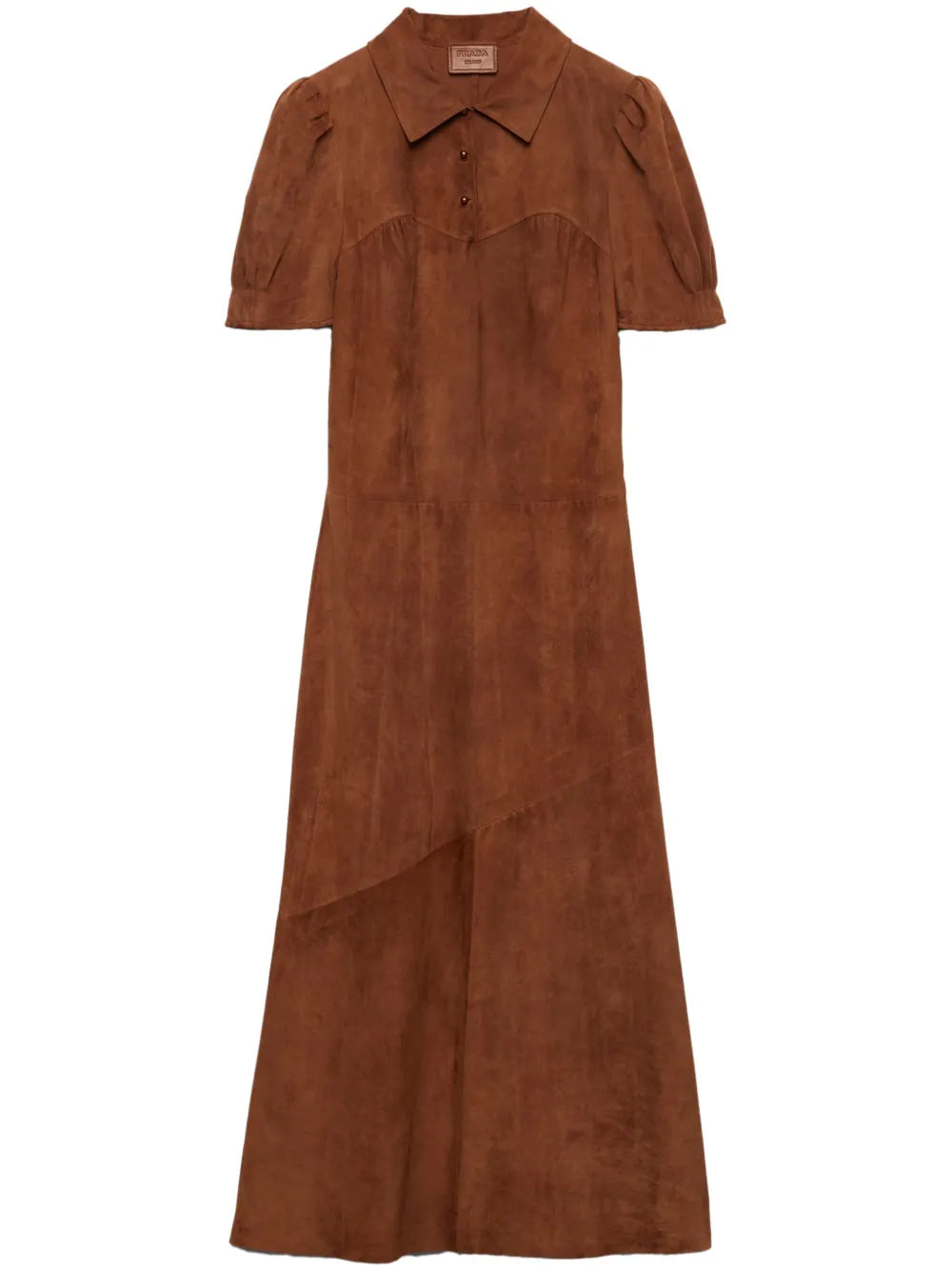 Prada Suede Midi Dress — Brown — Size S — Front View