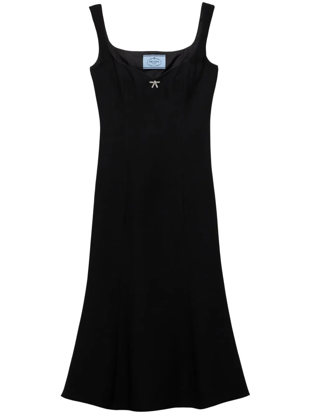 Prada Cady Midi Dress — Black — Size XS — Front View
