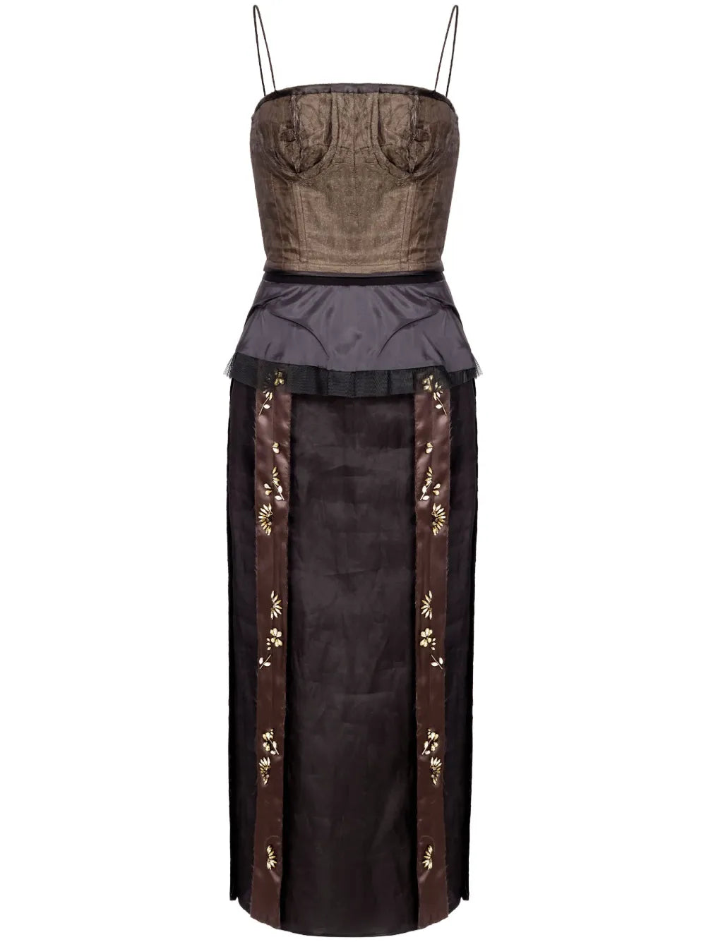 Maison Margiela Inside Out Effect Dress — Brown — Size S — Front View