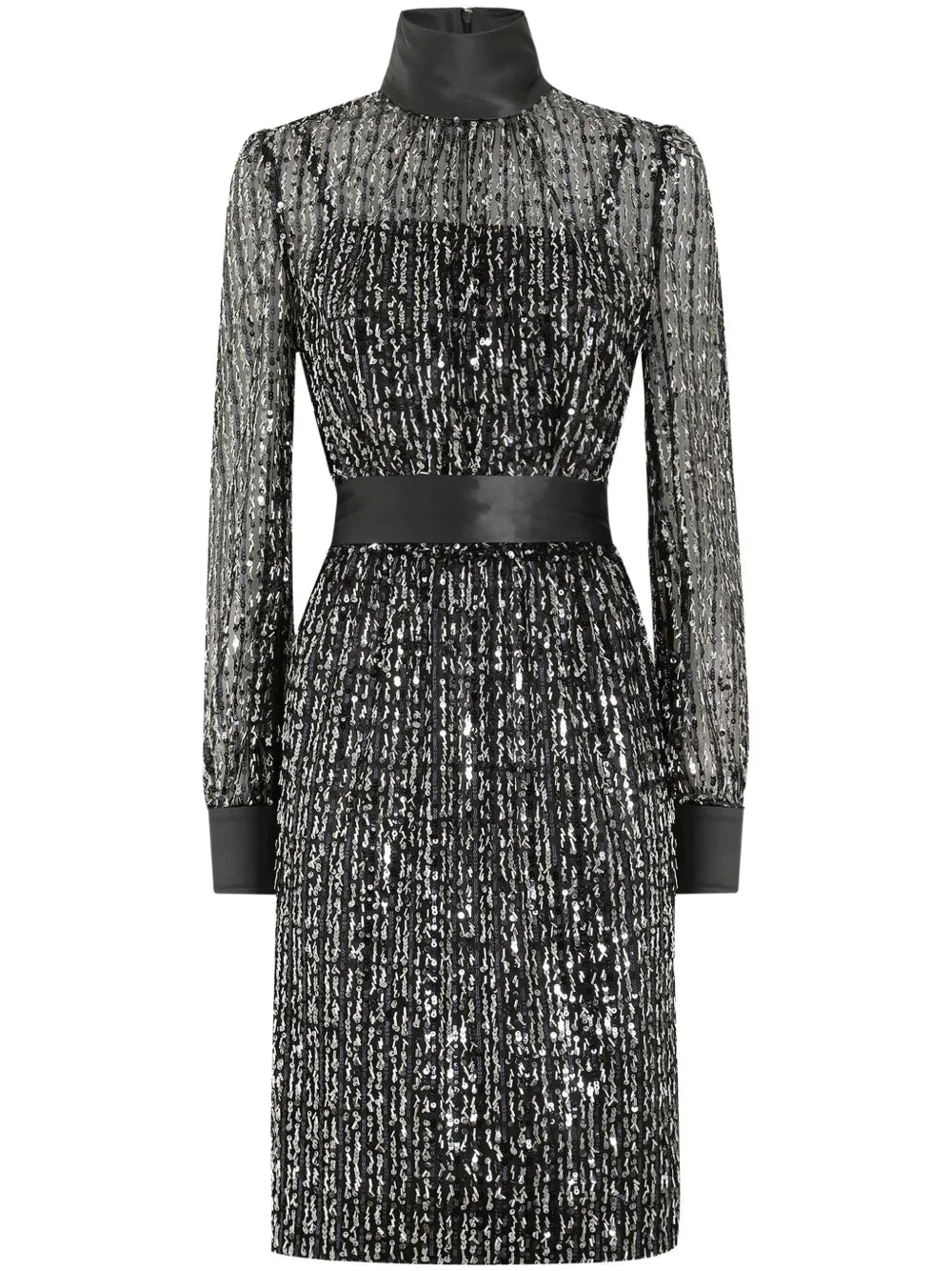 Dolce Gabbana Sequinned Dress — Black — Size XS — Front View