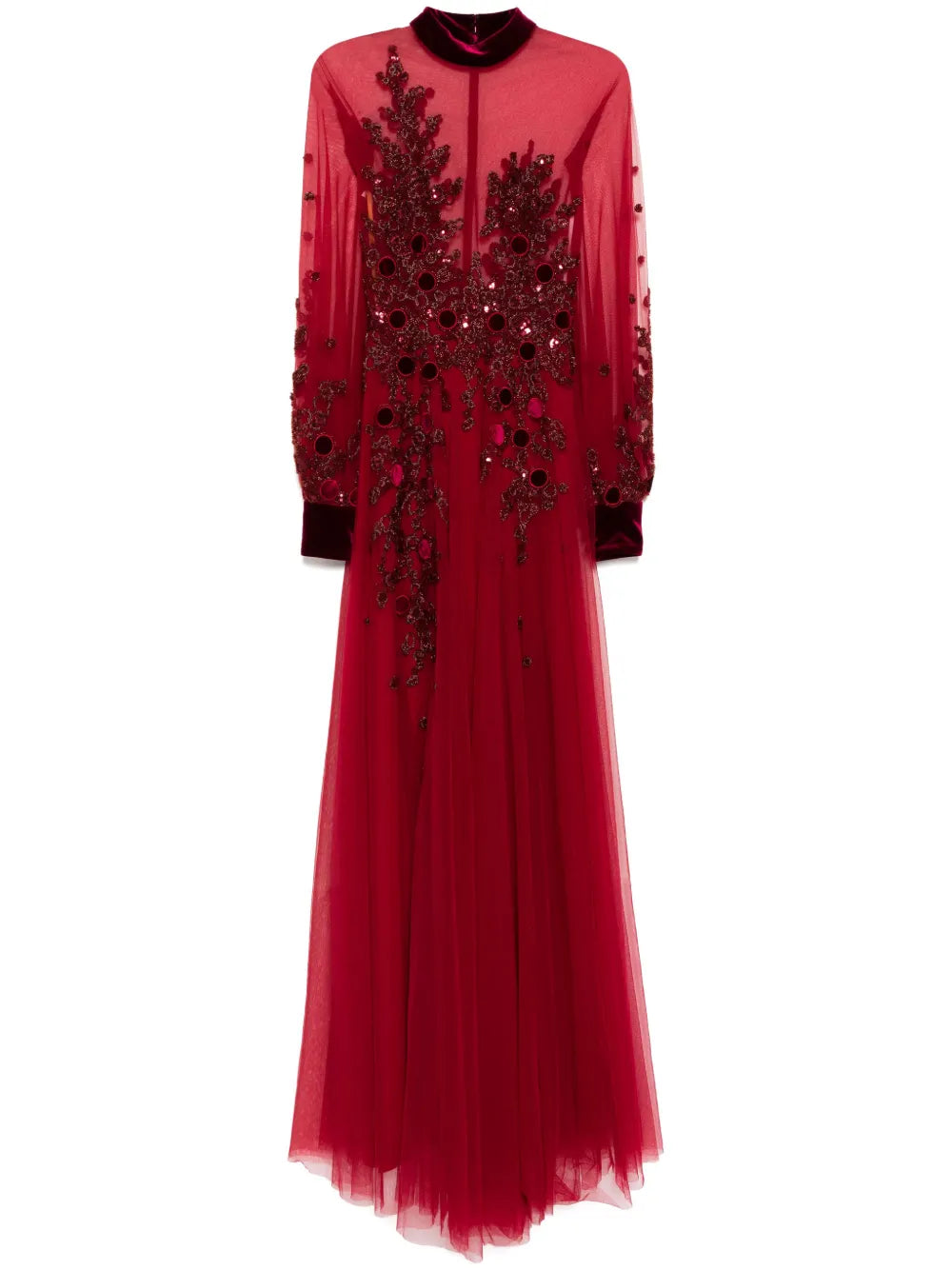 Saiid Kobeisy Bead Embellished Dress — Red — Size XS — Front View