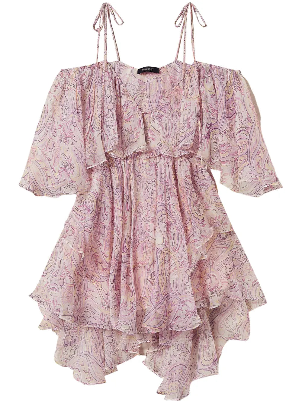 Twinset Ruffled Mini Dress — Red/ Pink — Size S — Front View