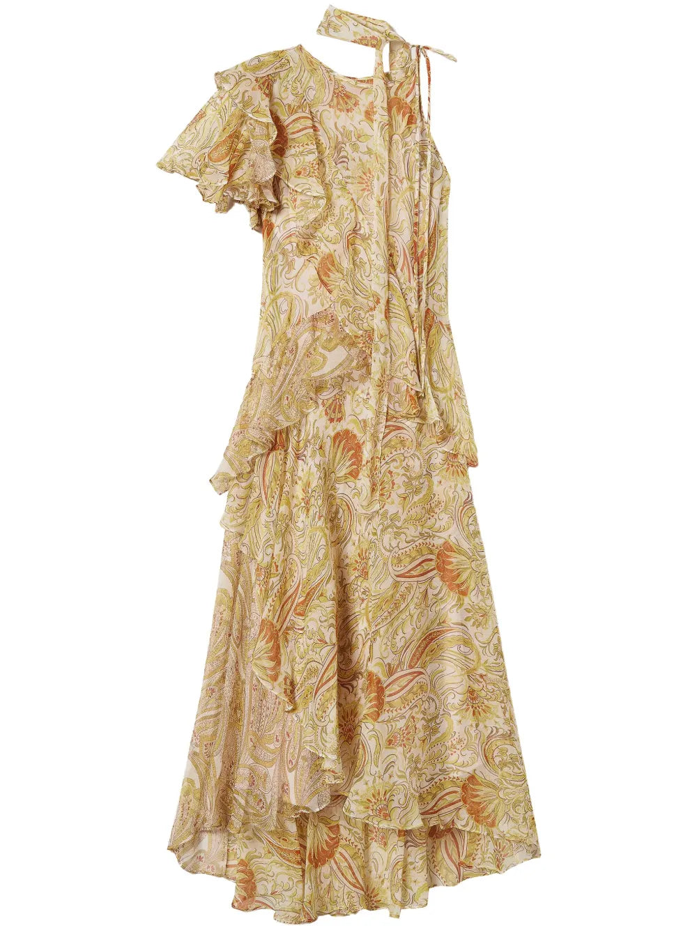 Twinset Asymmetric Dress — Beige/ Red — Size XS — Front View