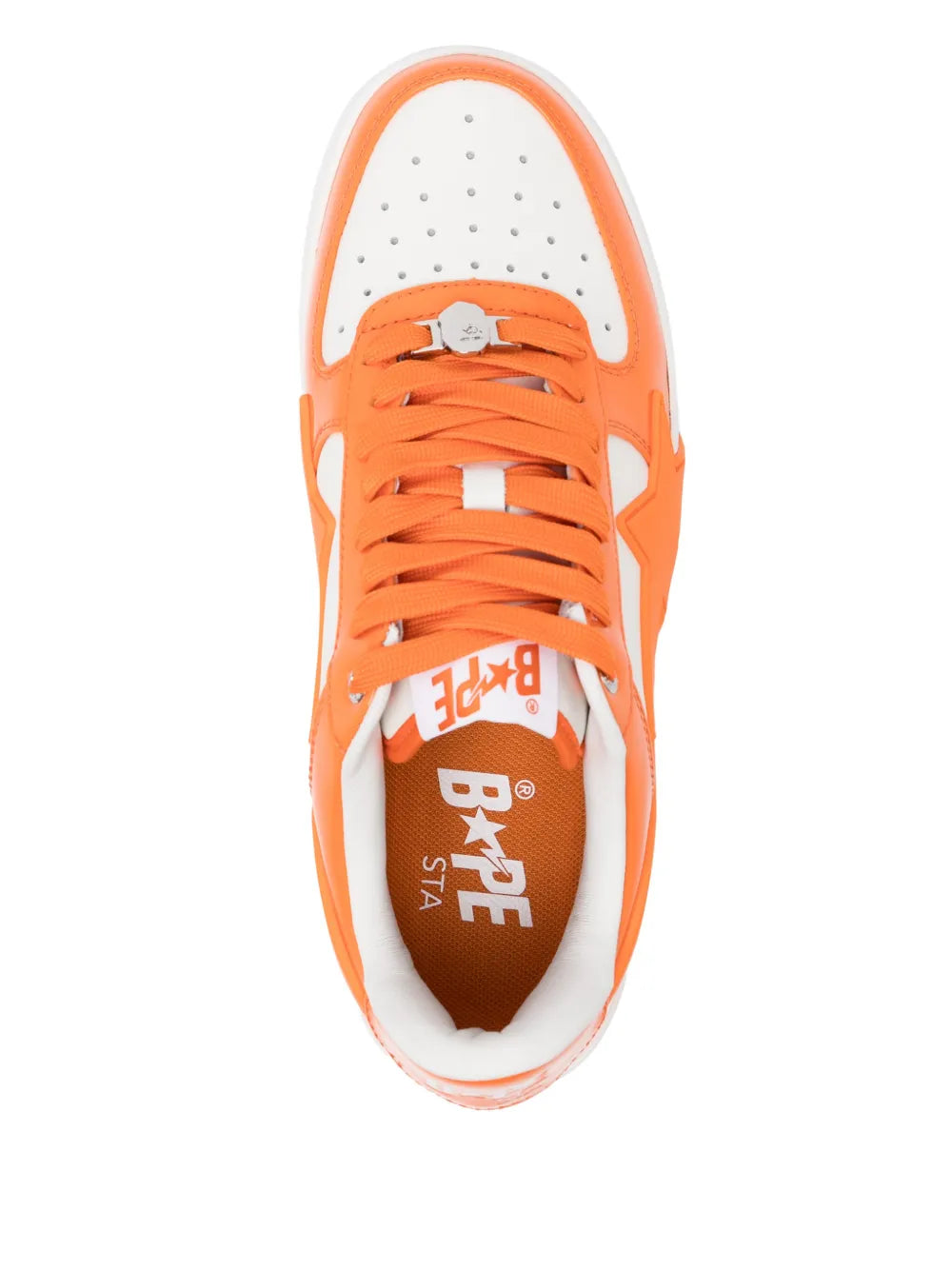 A Bathing Ape?Bape Sta Sneakers — Orange/White — Size US M 3.5 - US W 5 — Top View