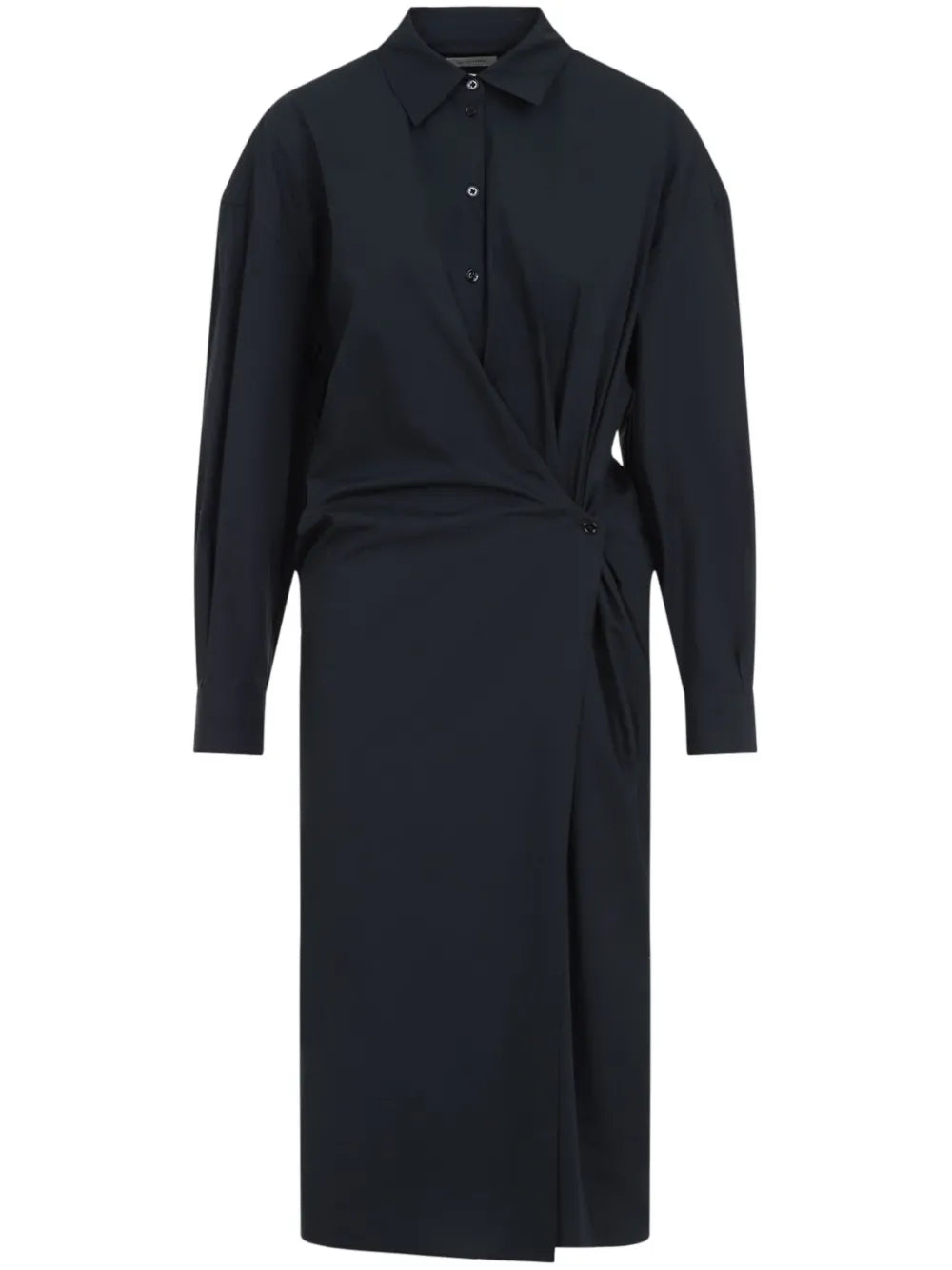 Lemaire Draped Midi Dress — Black/ Red — Size XS — Front View