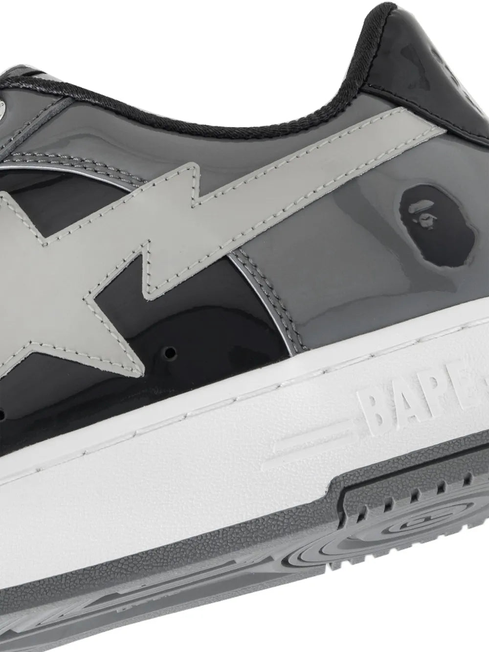 A Bathing Ape?Sta Sneakers — Grey — Size US M 3.5 - US W 5 — Detail View