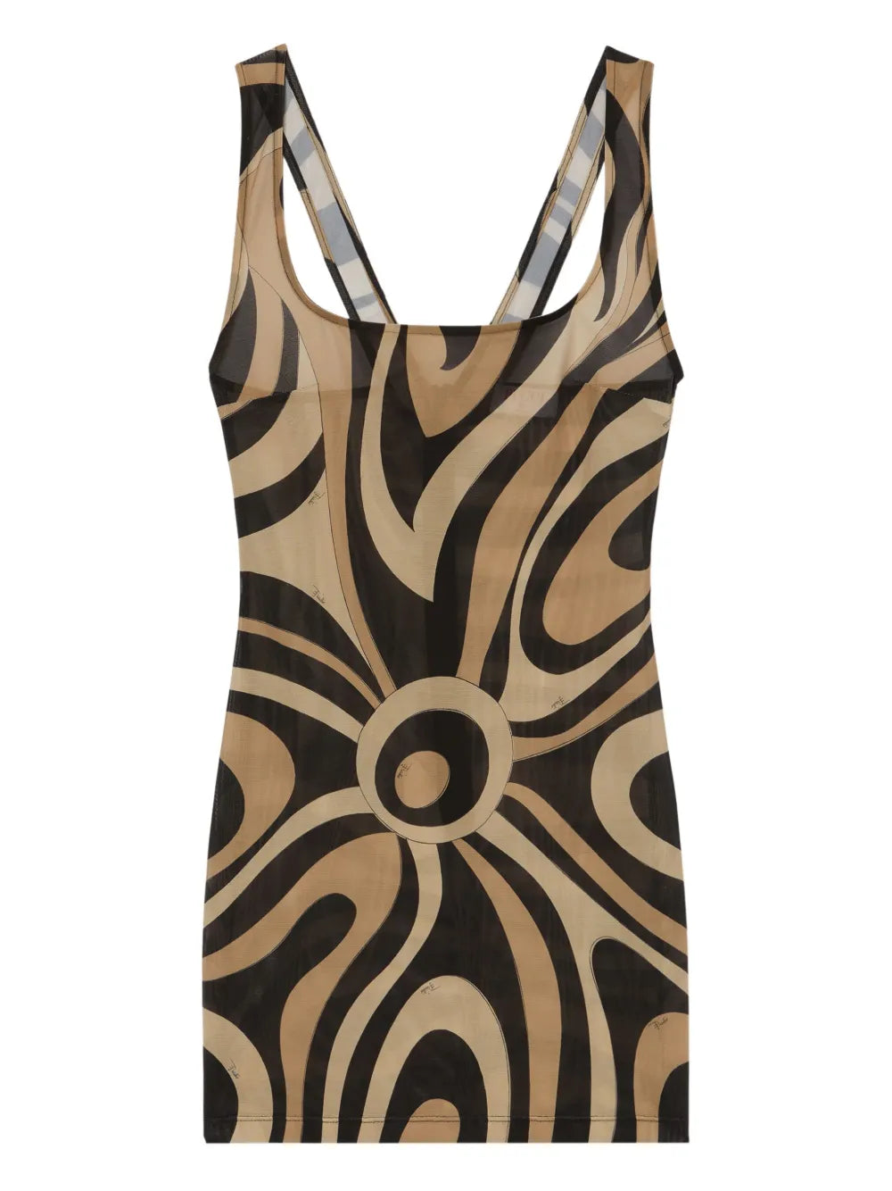 Pucci Marmo Print Square Neck Mini Dress — Black — Size XS — Front View