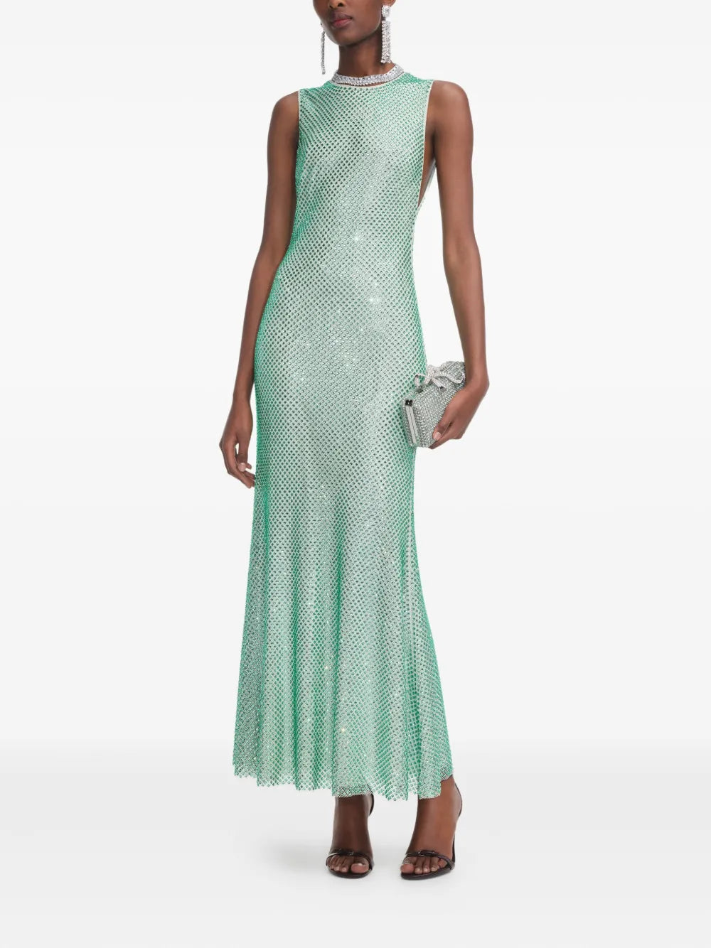 Self Portrait Rhinestone Embellished Dress — Red/ Green — Size XS — Front View