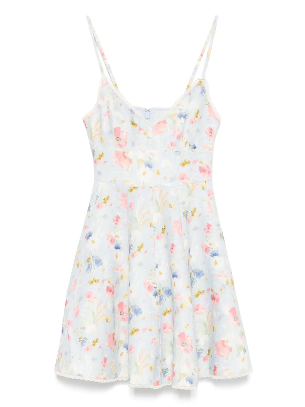 Zimmermann Lucky Picnic Mini Dress — Blue — Size S — Front View