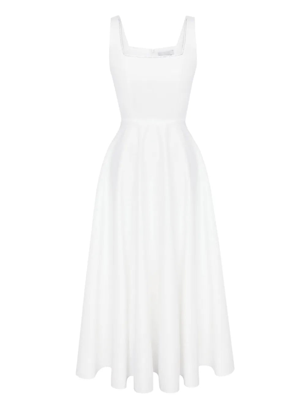 Post Meridiem Decorated Bodice Midi Dress — White/ Red — Size XXL — Front View