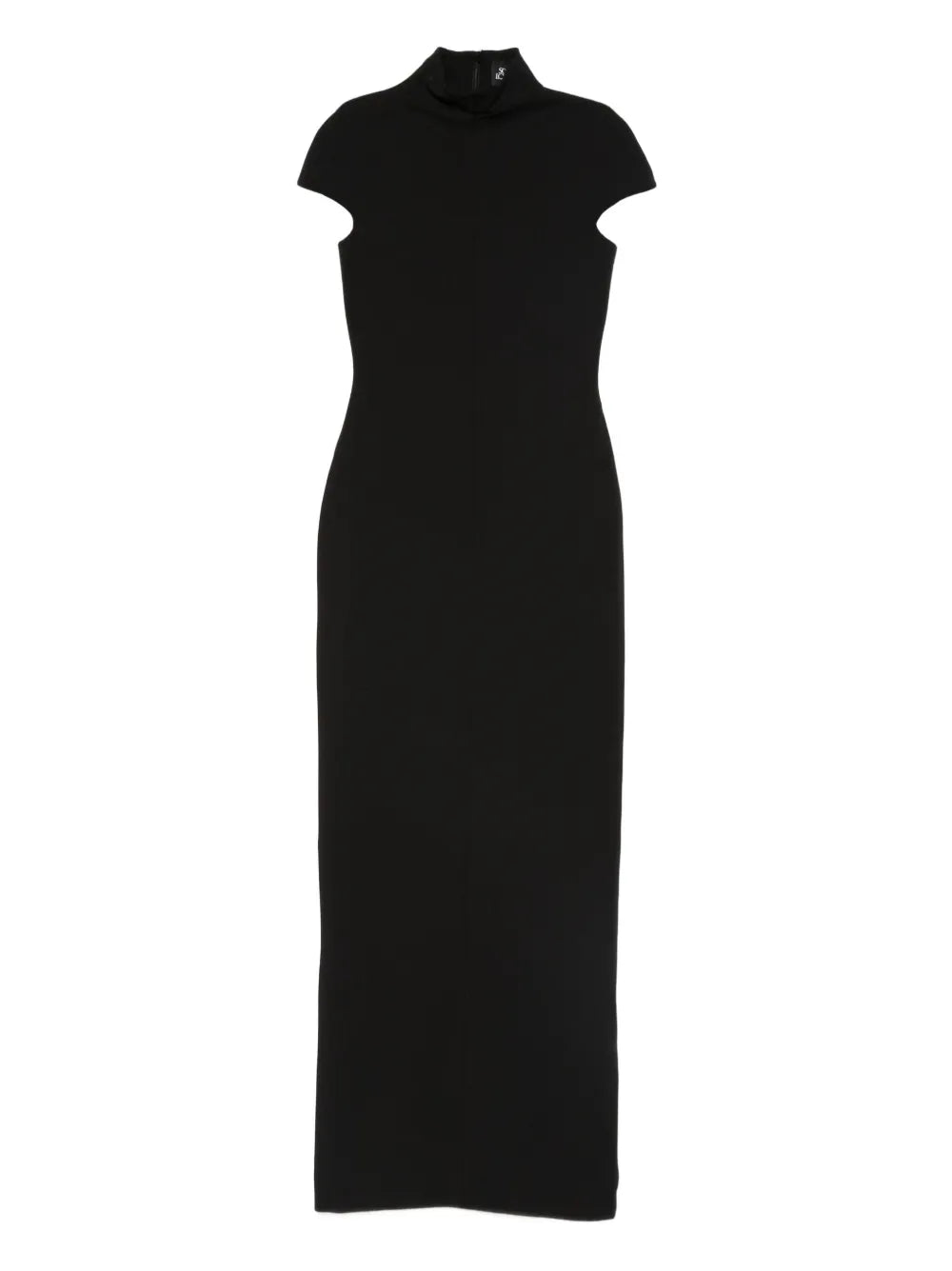 Solace London Lang High Neck Short Sleeve Maxi Dress — Black — Size M — Front View