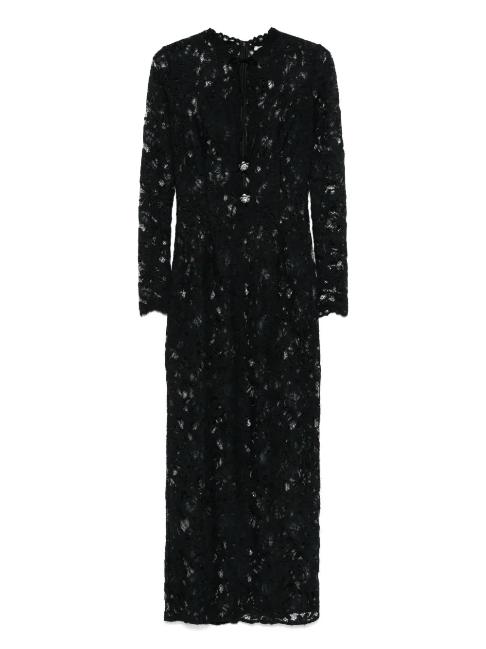 Manuri Laced Midi Dress — Black — Size S — Front View