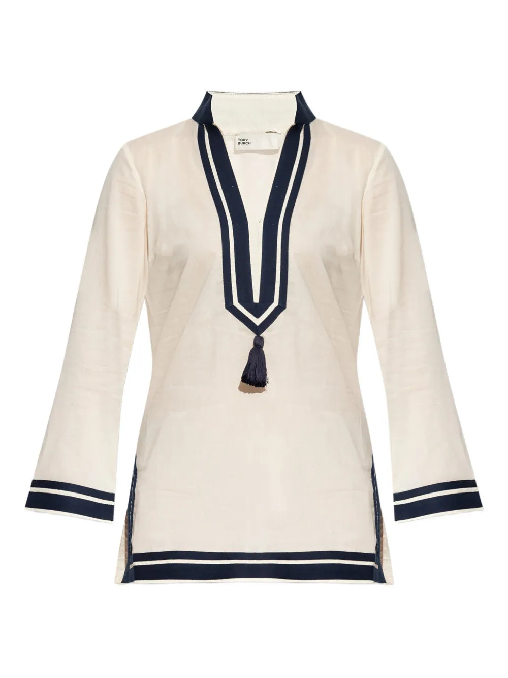 Tory Burch Cotton Mini Dress — Beige — Size XS — Front View
