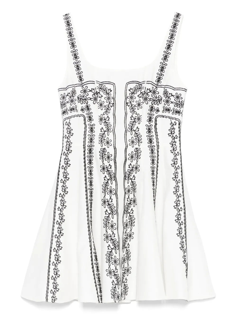 Maje Embroidered Strap Mini Dress — White/ Red — Size XXS — Front View