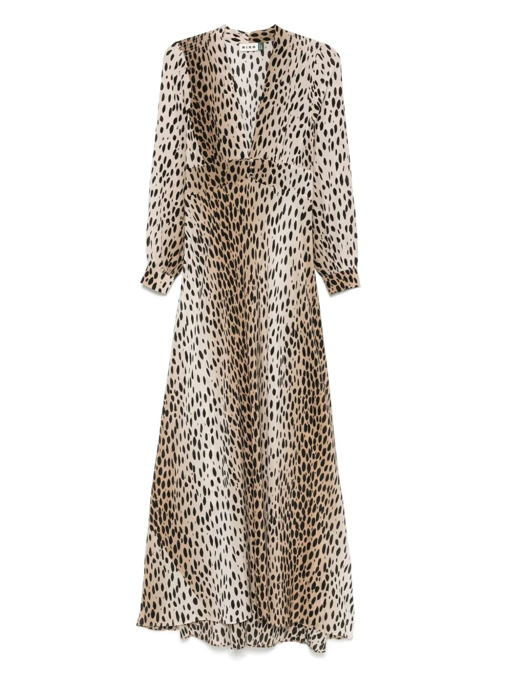 Rixo V Neck Dress — Beige — Size XS — Front View