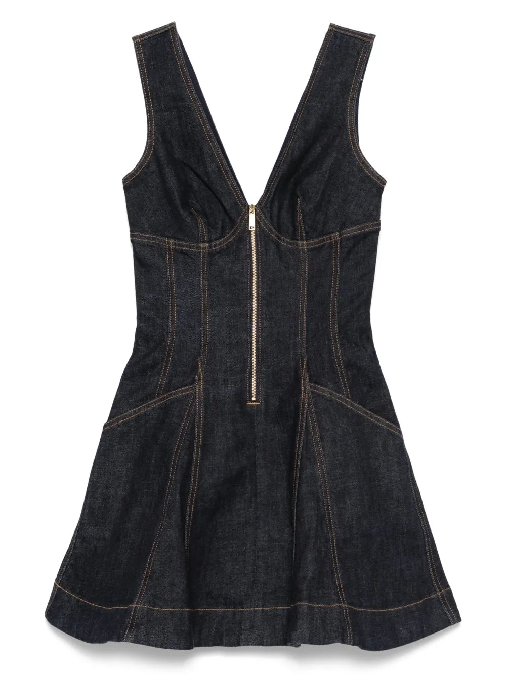 Self Portrait Denim Mini Dress — Blue/ Navy — Size XS — Front View