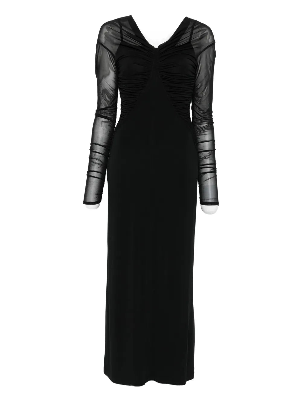 Max Mara Off Shoulder Draped Dress — Black — Size XS — Front View