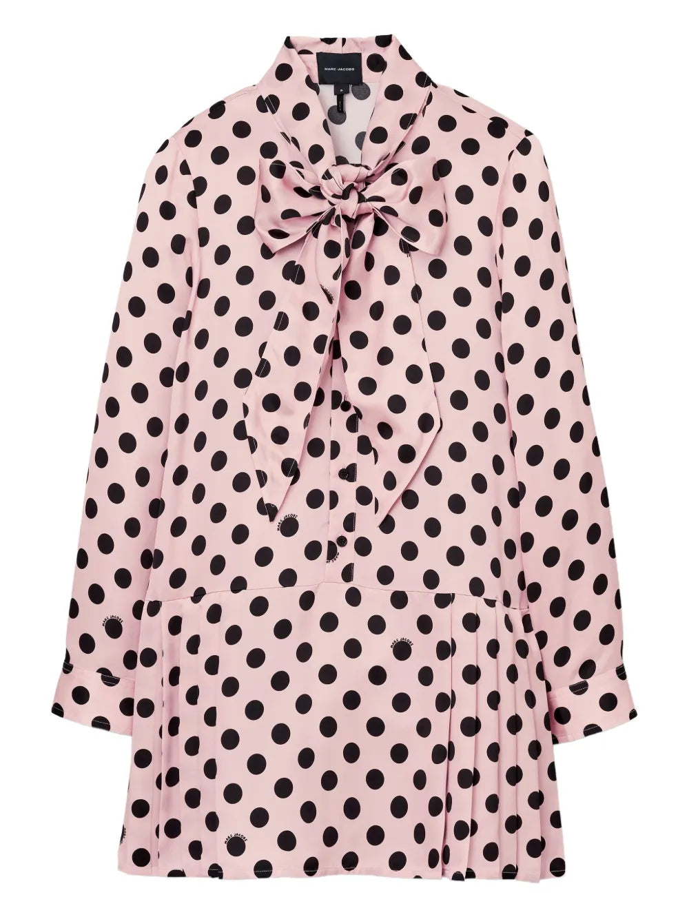 Marc Jacobs Polka Dot Pattern Pleated Mini Dress — Pink — Size XS — Front View