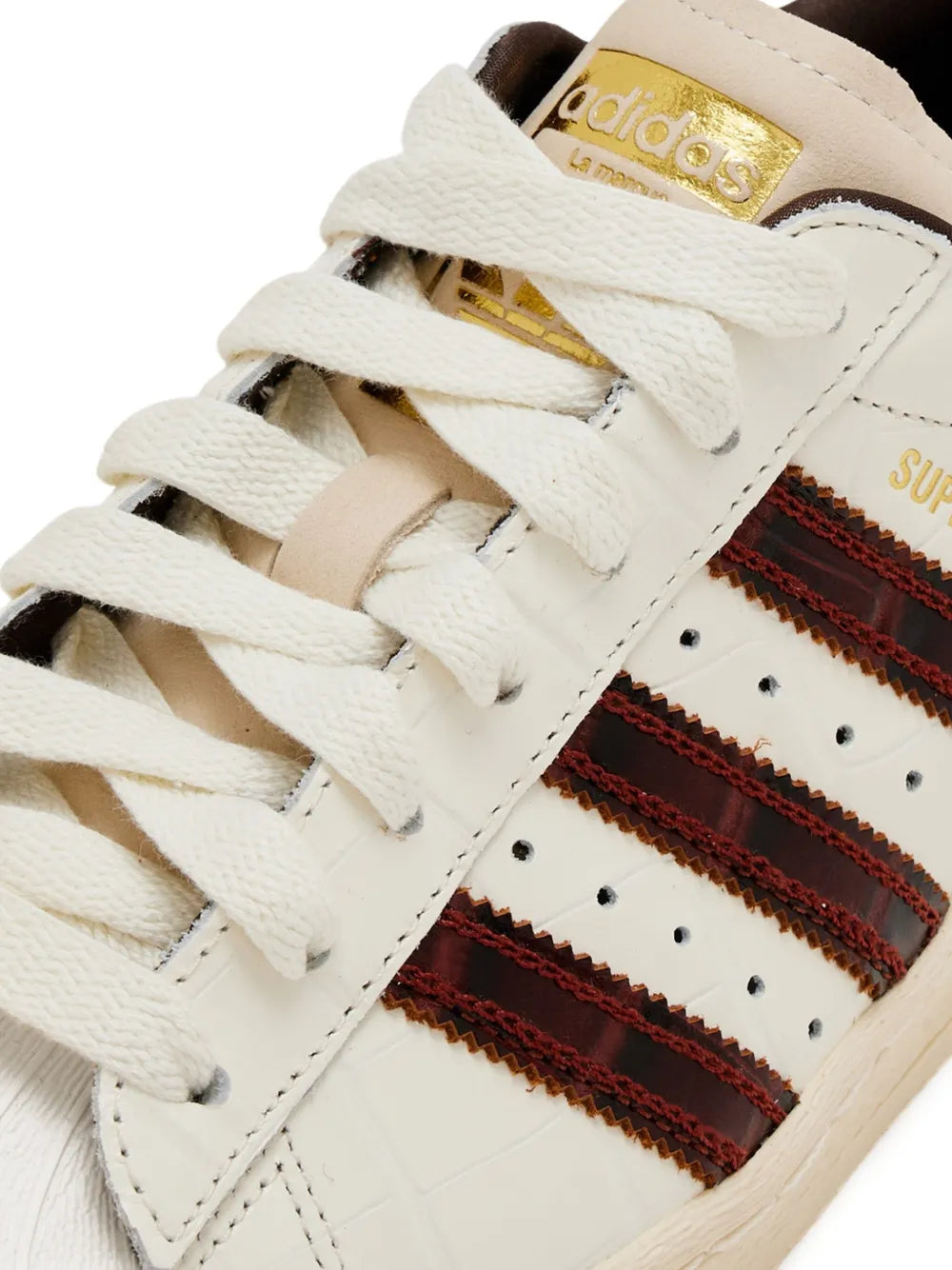 adidas Superstar Sneakers — Beige/White/Brown — Size US M 9.5 - US W 11 — Back View