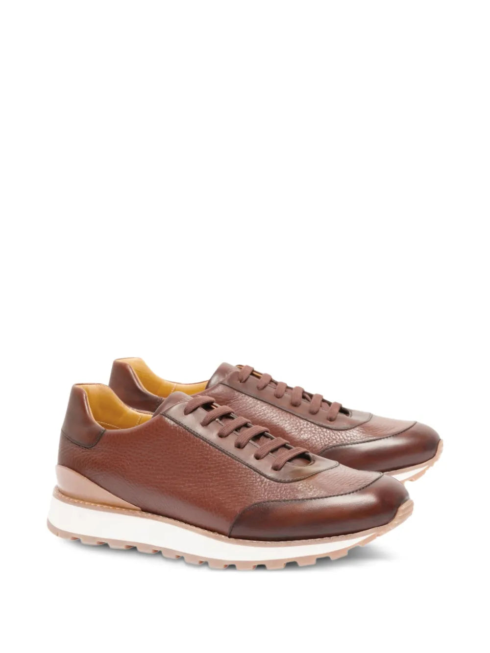 A.Testoni Leather Panelled Sneakers — Brown — Size US M 11 - US W 12.5 — Side View