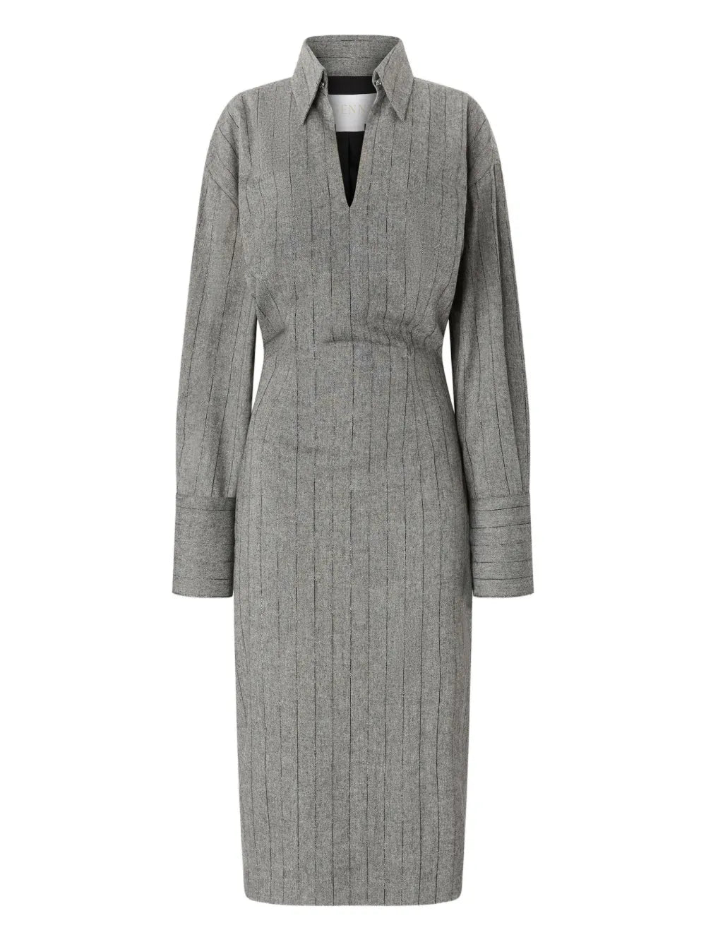 Genny Stripe Pattern Midi Dress — Grey — Size XS — Front View
