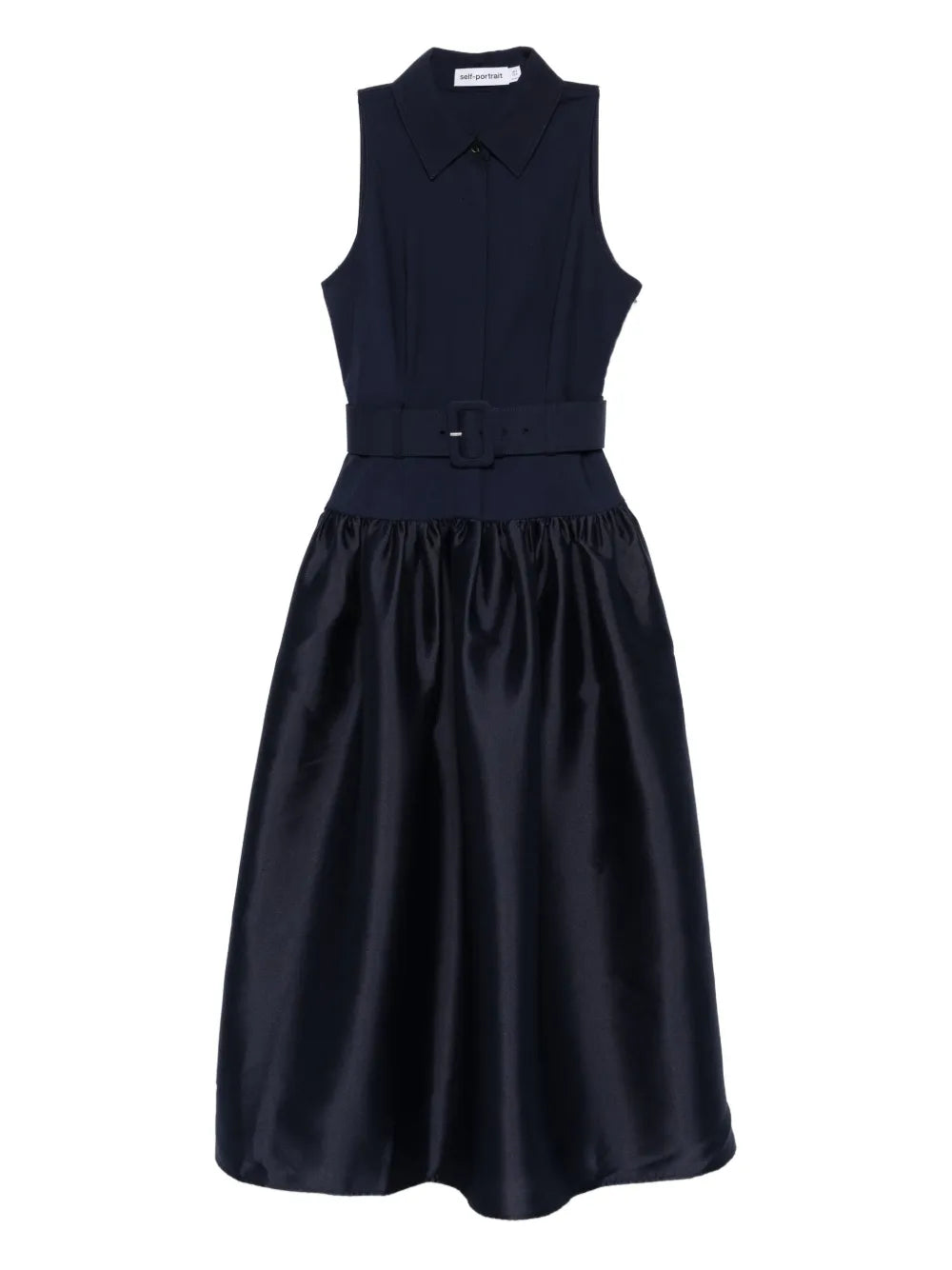 Self Portrait Belted Dress — Blue/ Red — Size XS — Front View