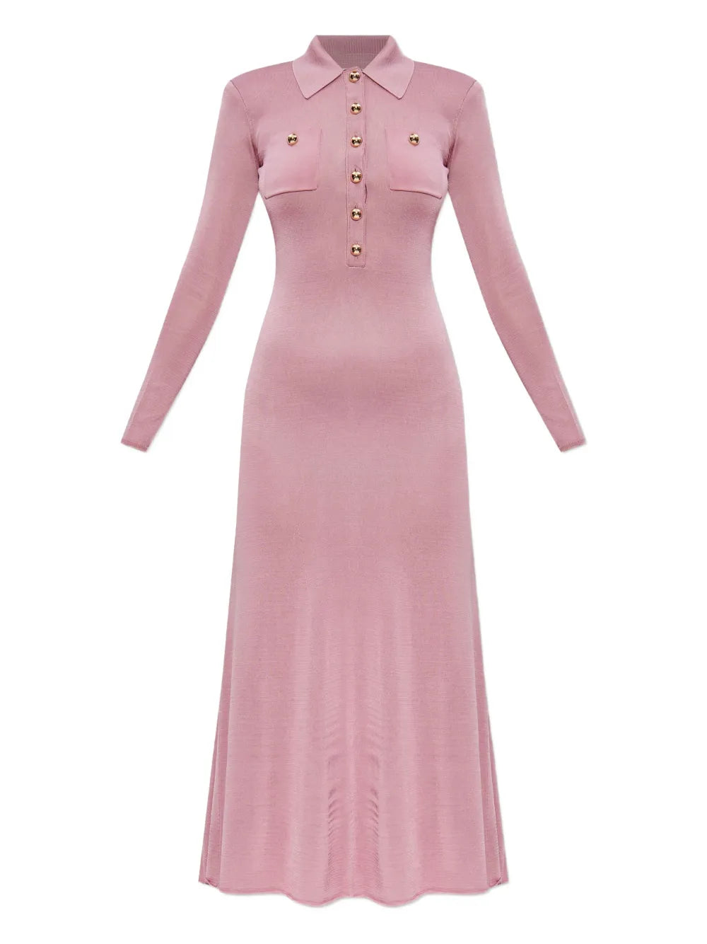 Self Portrait Polo Neck Button Front Dress — Pink — Size S — Front View