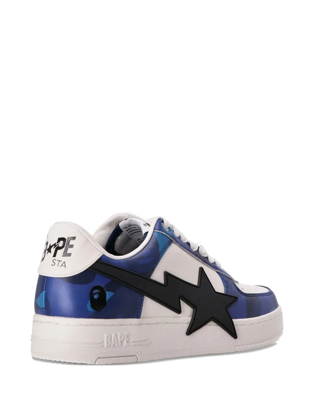 A Bathing Ape?Sta Logo-Patch Low-Top Sneakers — Blue — Size US M 3.5 - US W 5 — Detail View