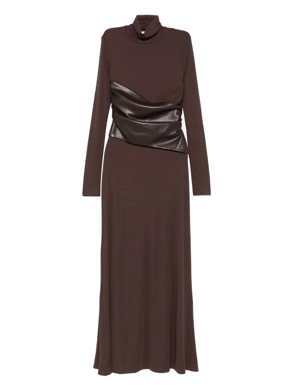 Nanushka Turtleneck Maxi Dress — Dark Brown/ Brown — Size XS — Front View