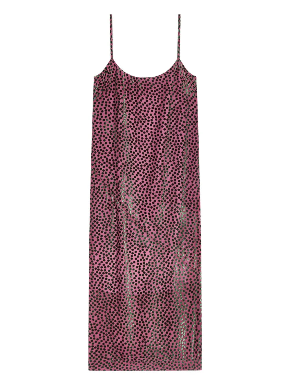Dries Van Noten Polka Dot Pattern Midi Dress — Pink — Size S — Front View