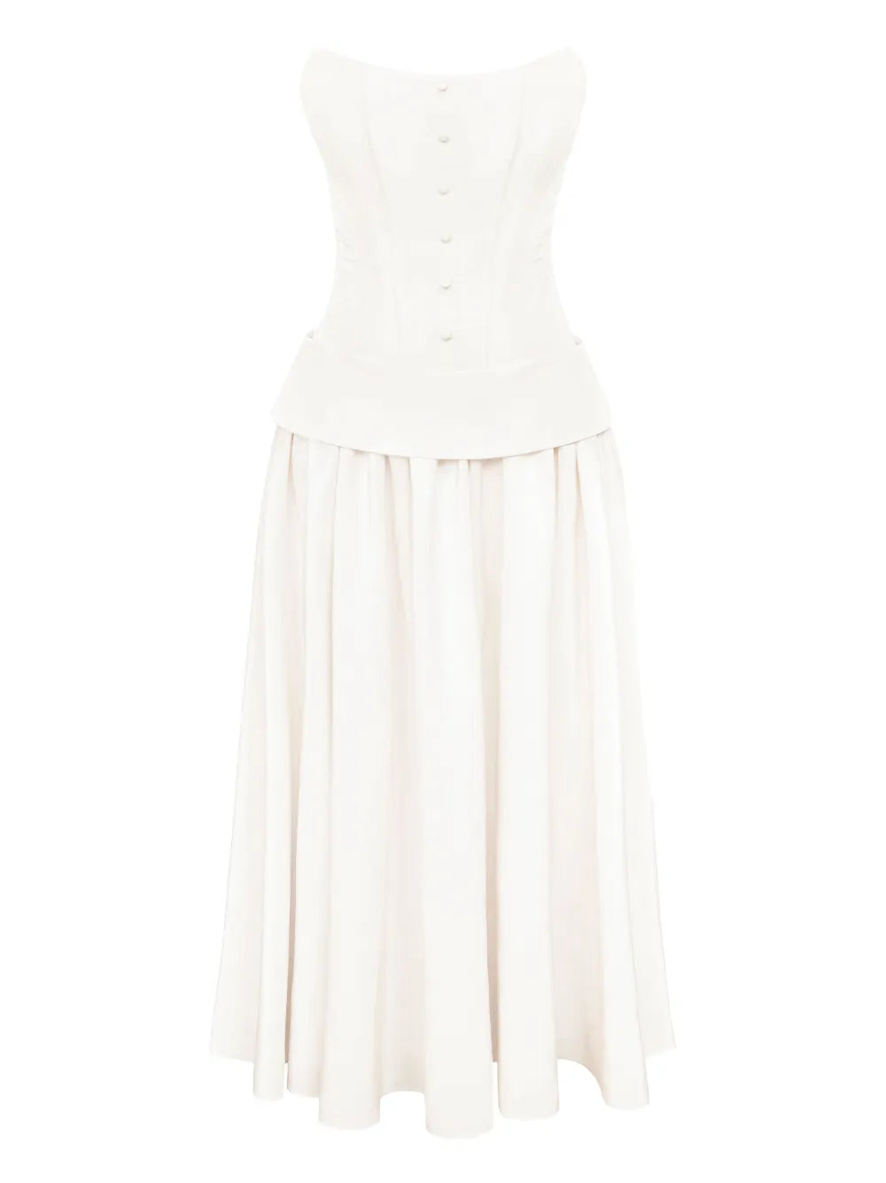 Post Meridiem Serment Buttoned Corset Maxi Dress — White — Size S — Front View