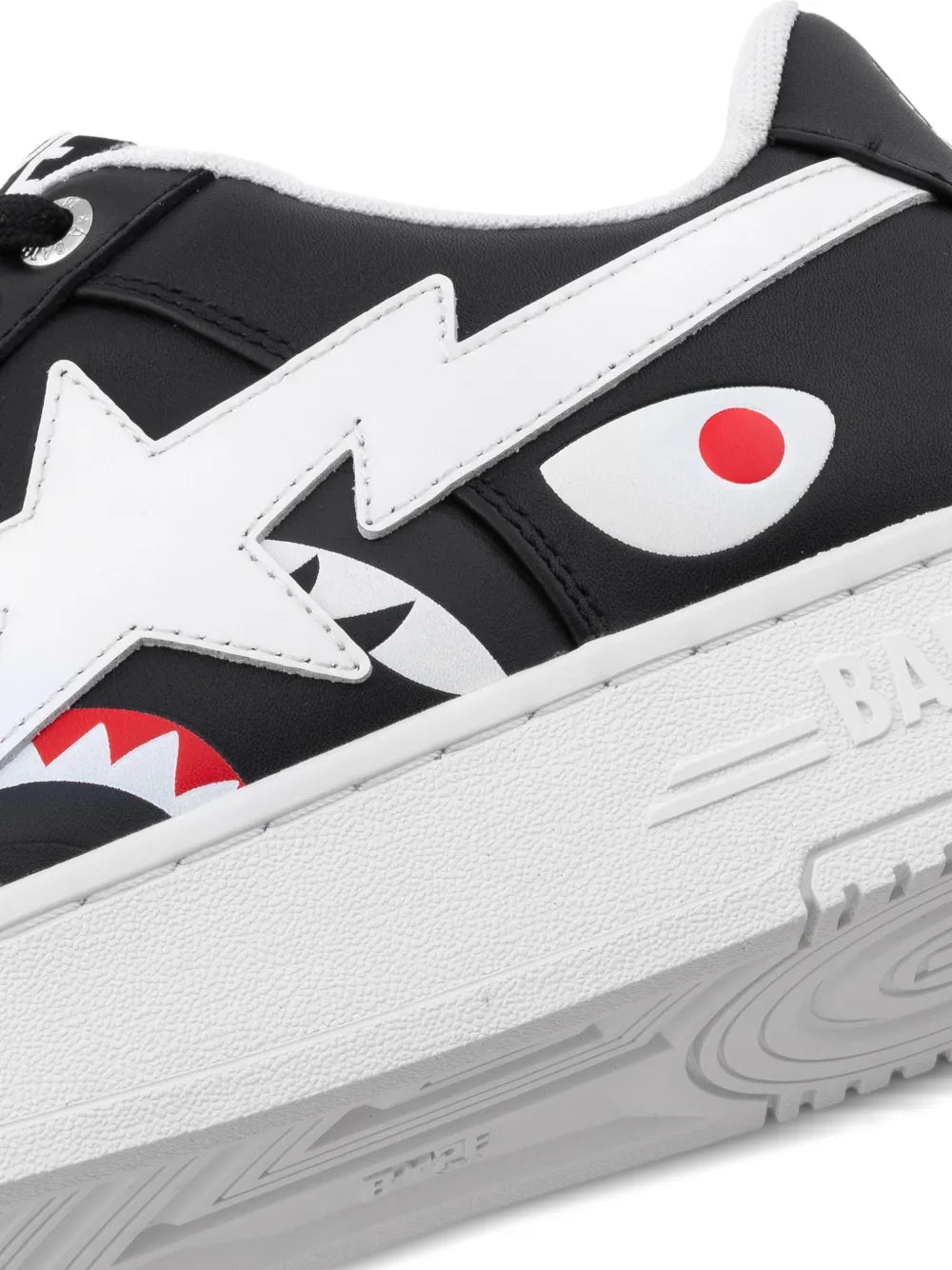 A Bathing Ape?Sta Shark #3 Sneakers — Black — Size US M 3.5 - US W 5 — Detail View
